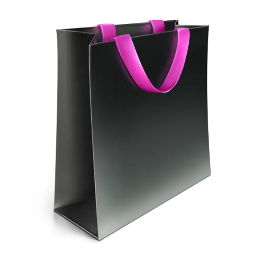 Black Shopping Bag with Pink Handles