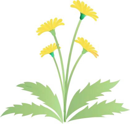 Yellow Flowers with Green Leaves Illustration