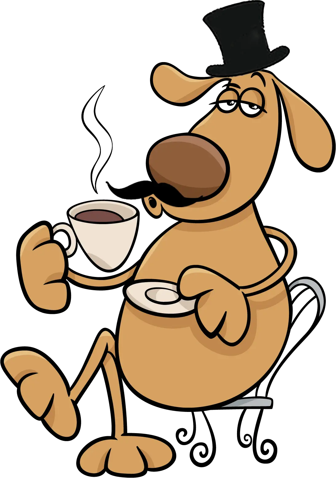 Cartoon Dog Drinking Tea