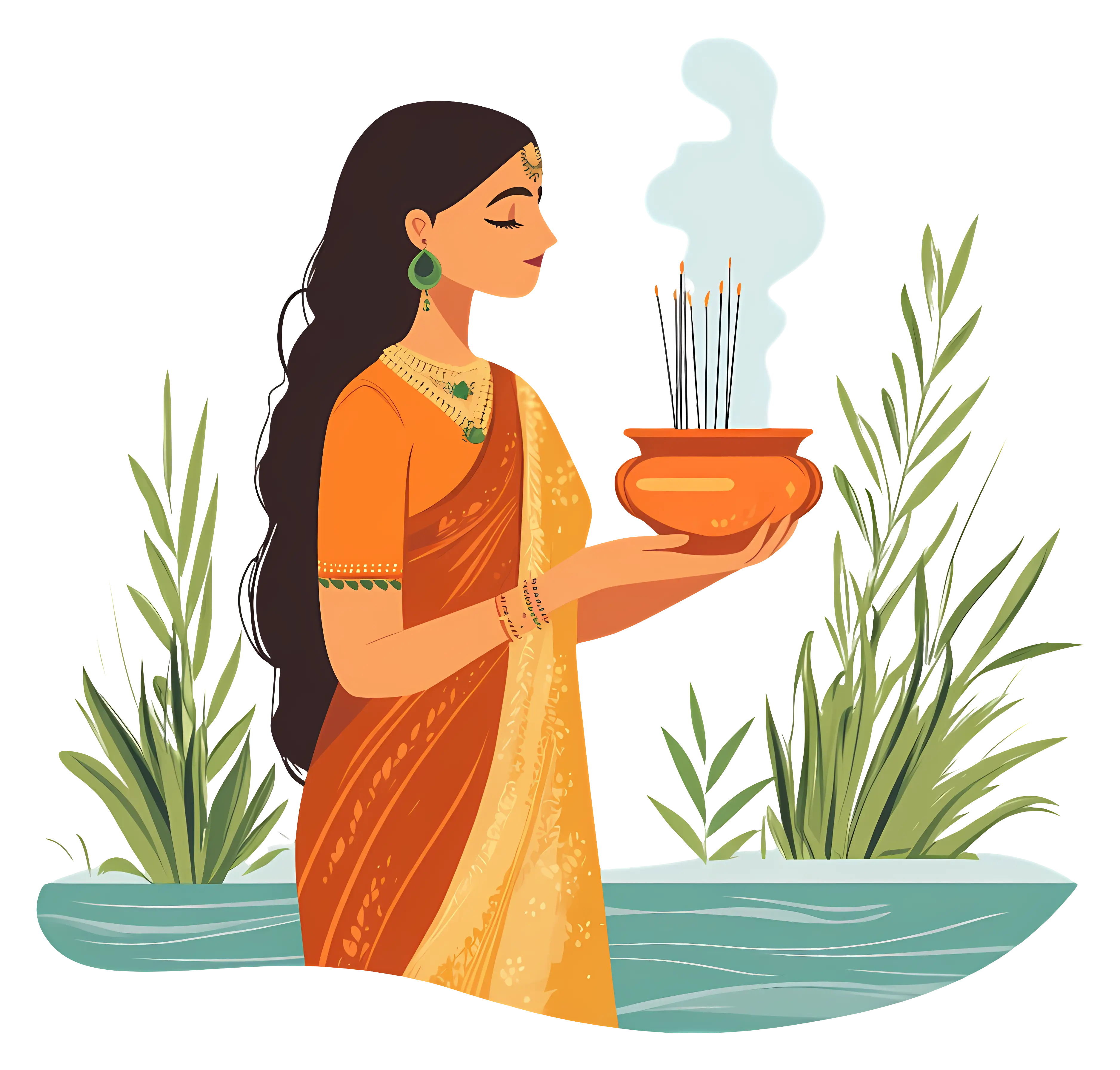 Traditional Woman with Incense