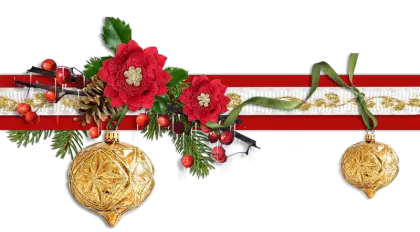 Christmas Decoration with Poinsettia and Ornaments