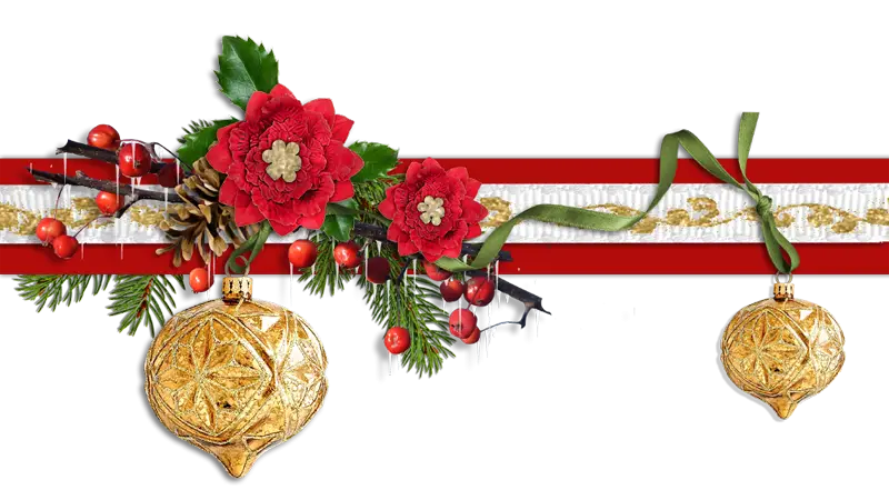 Christmas Decoration with Poinsettia and Ornaments