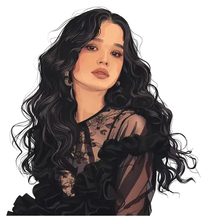 Elegant Portrait of Woman with Black Hair