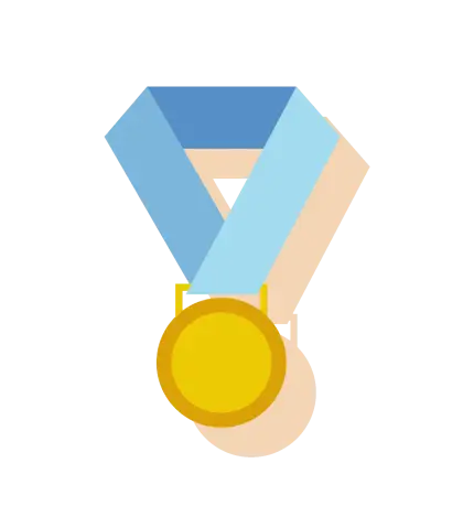 Gold Medal with Blue Ribbon