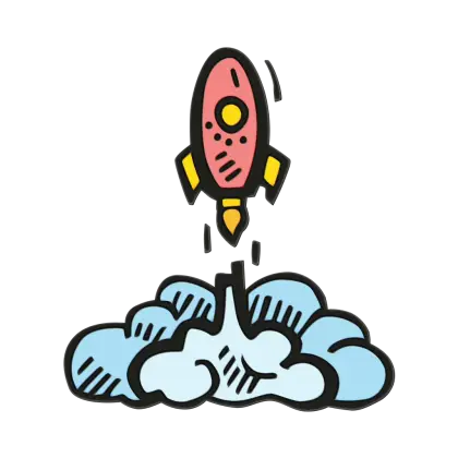 Cute Red Rocket Doodle Illustration