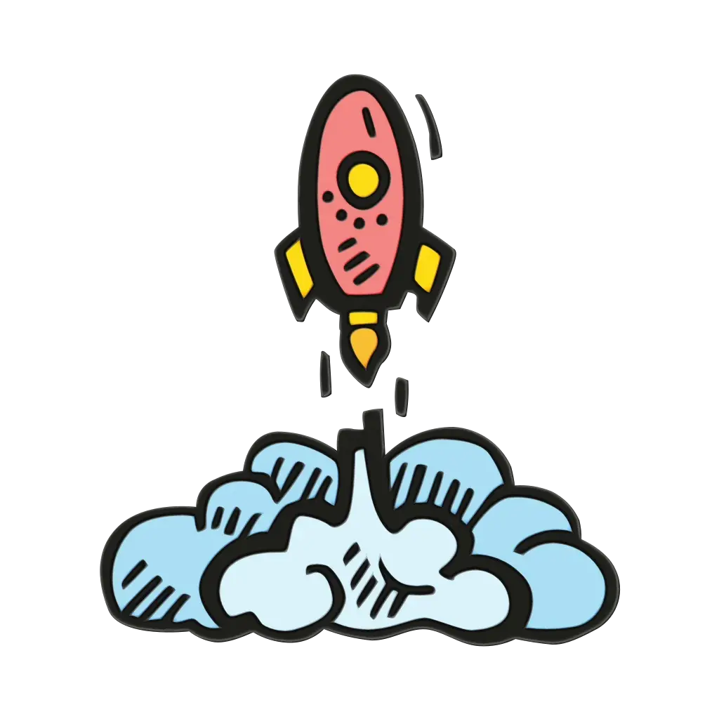 Cute Red Rocket Doodle Illustration