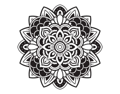 Black and White Floral Mandala Design