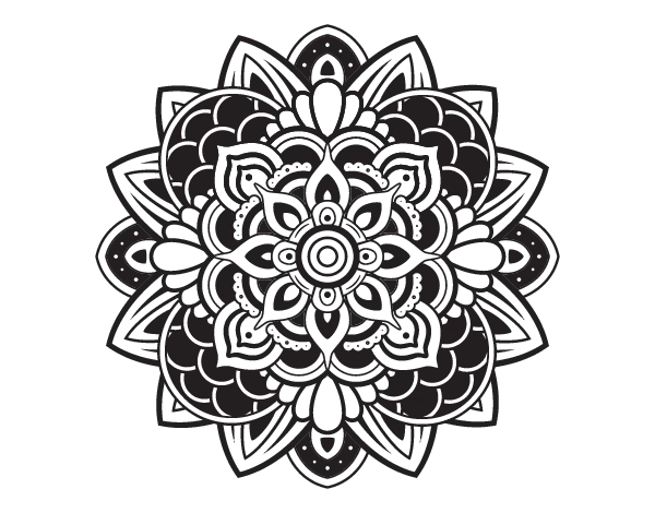 Black and White Floral Mandala Design