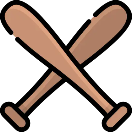 Crossed Wooden Baseball Bats Illustration
