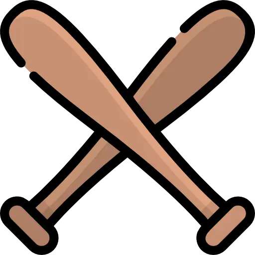 Crossed Wooden Baseball Bats Illustration