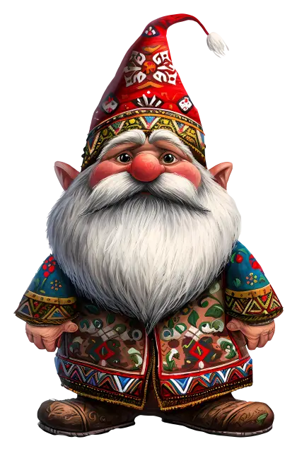 Colorful Cartoon Gnome with Festive Attire