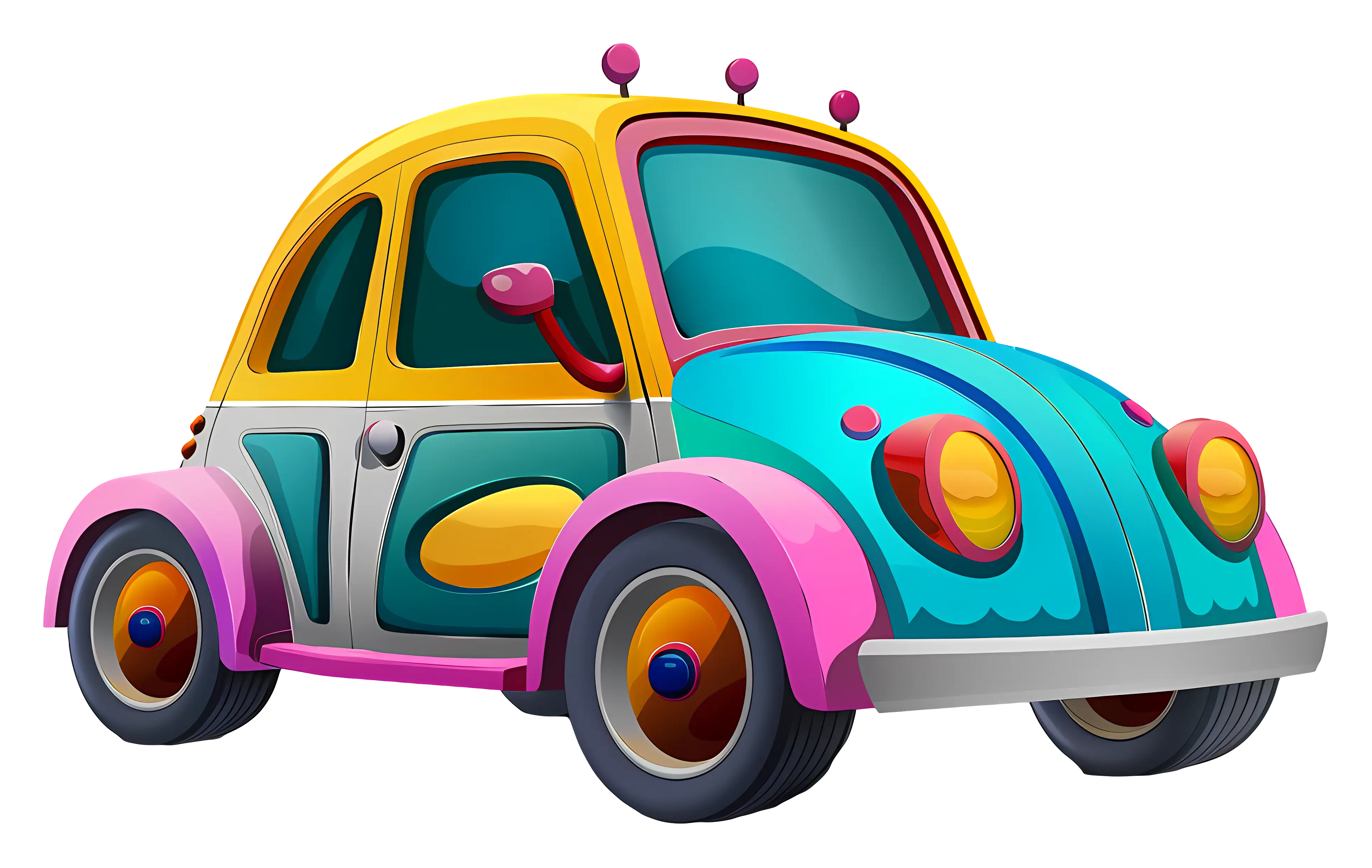Colorful Cartoon Car Illustration