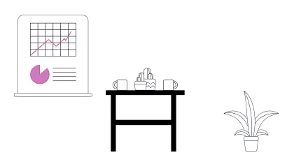Workspace Setup with Chart and Desk