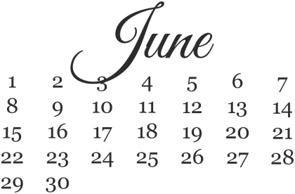 June Calendar with Dates