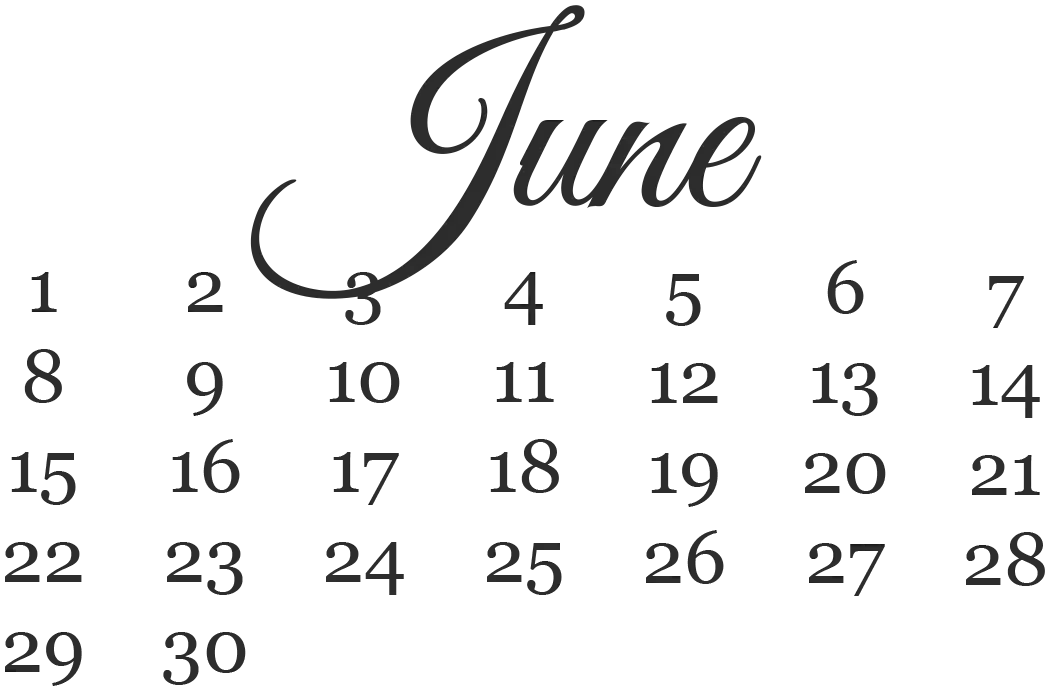 June Calendar with Dates