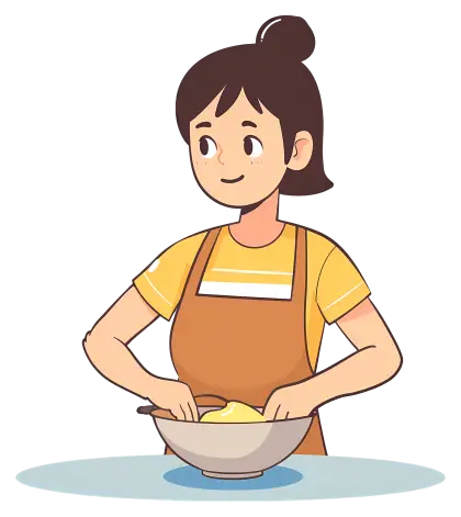 Girl Mixing Ingredients in a Bowl