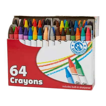 Colorful Box of 64 Crayons