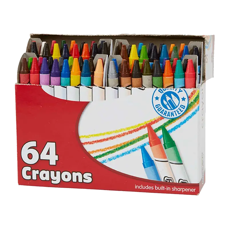 Colorful Box of 64 Crayons