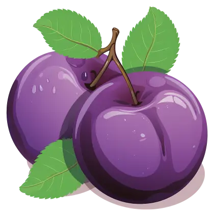 Purple Plums with Green Leaves