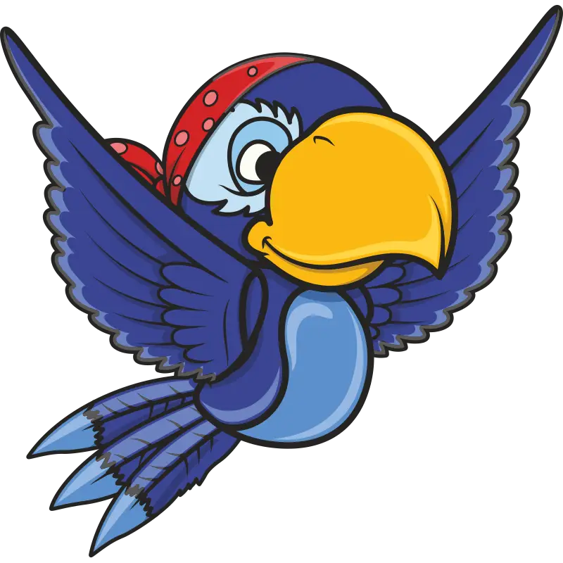 Cartoon Pirate-Style Parrot Illustration
