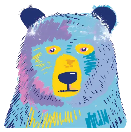 Colorful Bear Cartoon Illustration
