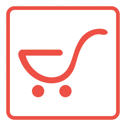 Red Shopping Cart Icon for E-commerce