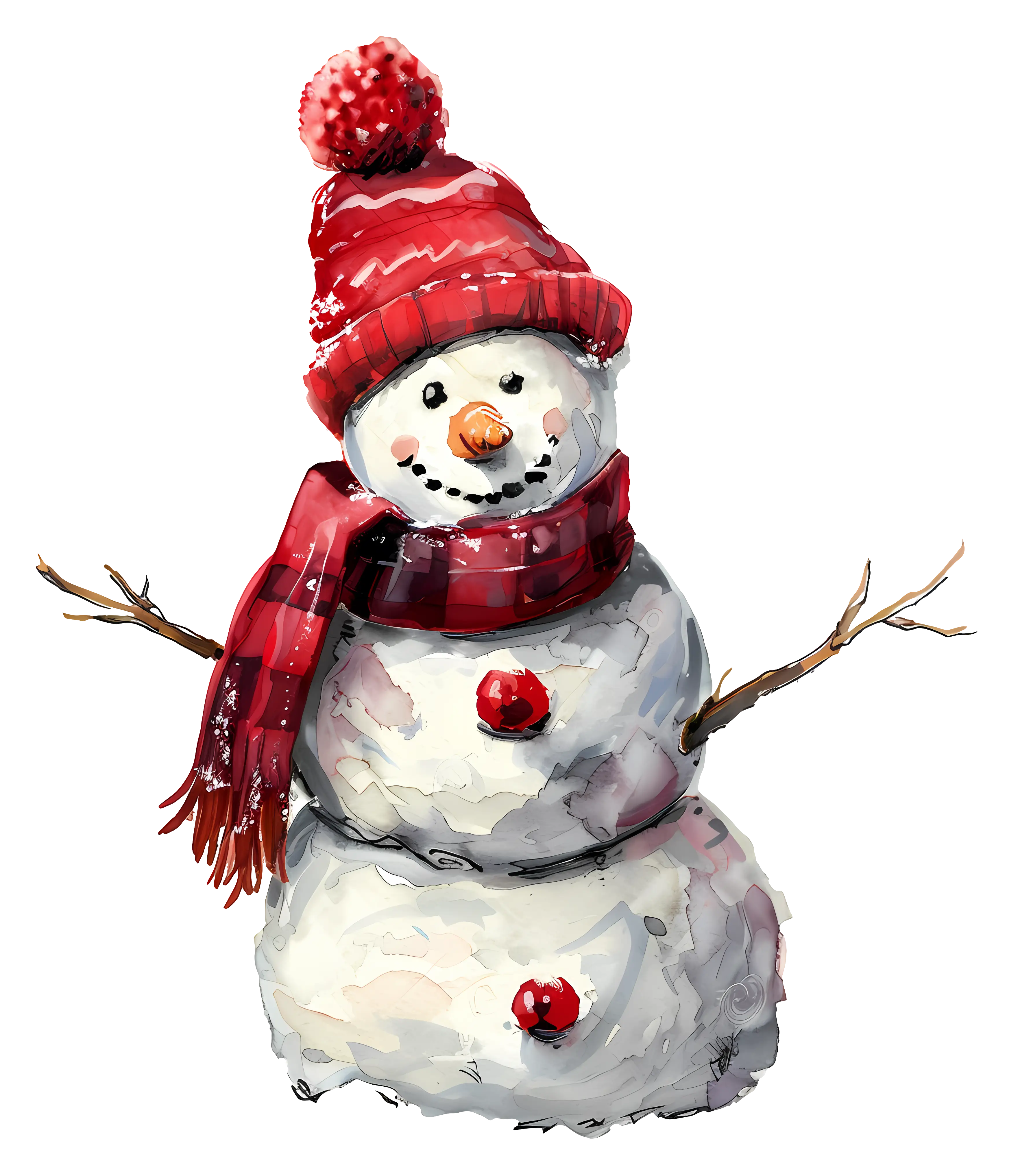 Snowman with Red Hat and Scarf for Winter
