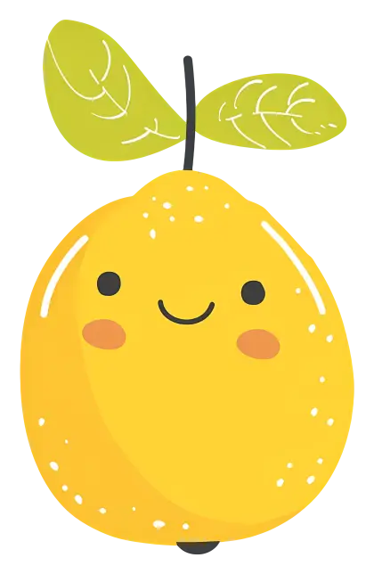 Adorable Smiling Lemon with Leaves