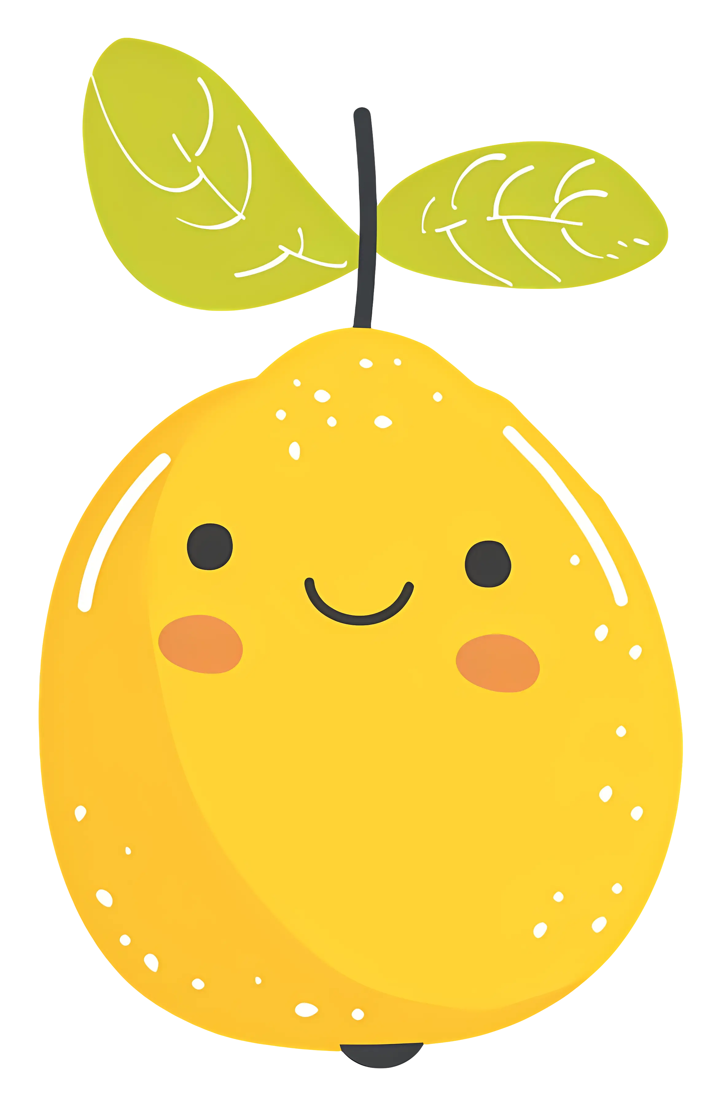 Adorable Smiling Lemon with Leaves
