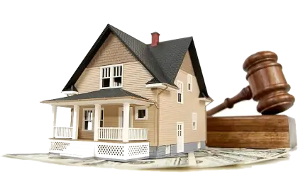 House Model and Auction Gavel for Real Estate Sales