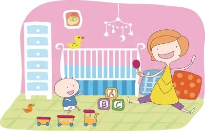 Mother and Baby in Nursery