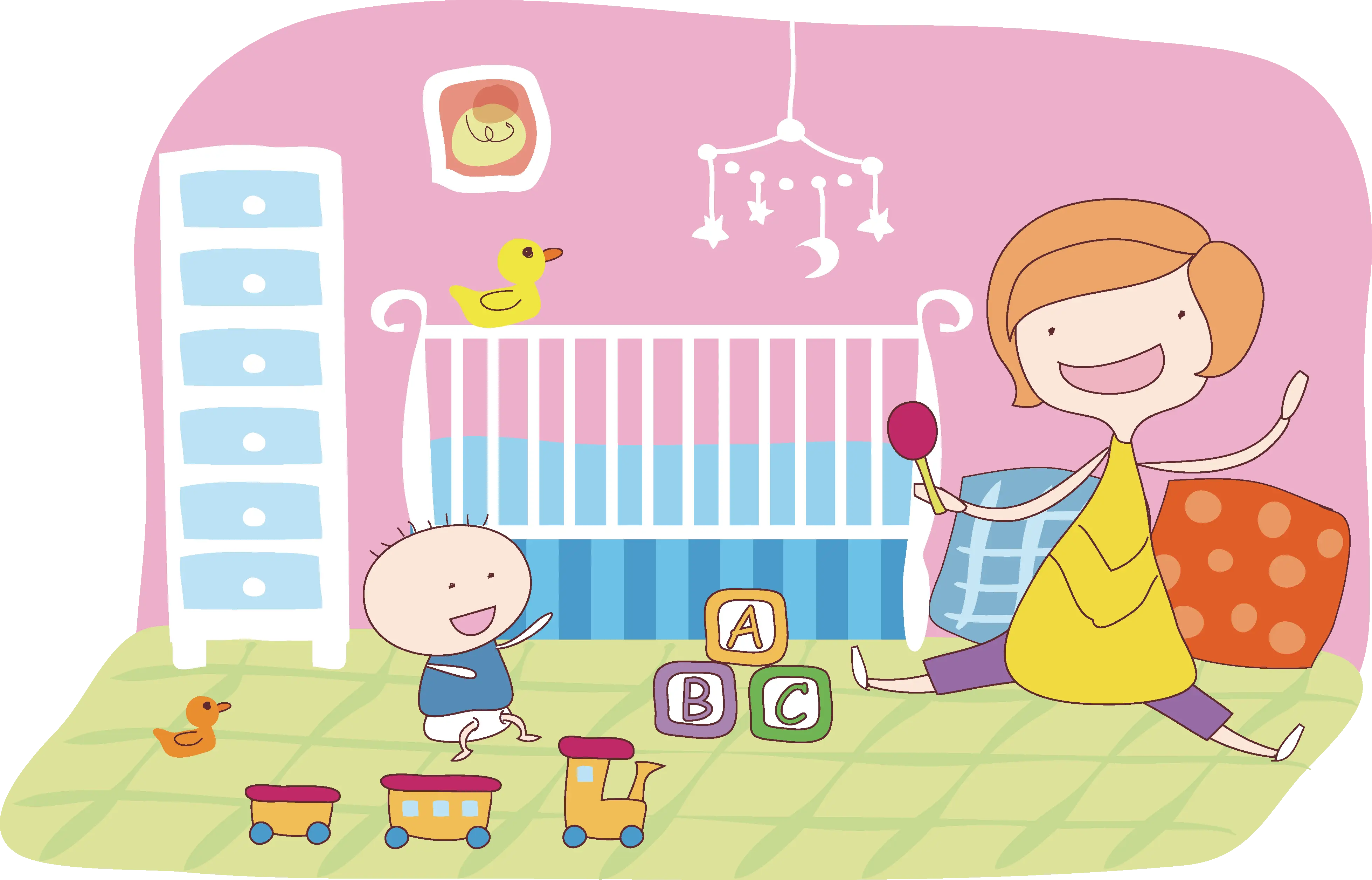 Mother and Baby in Nursery