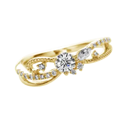 Elegant Golden Diamond Ring