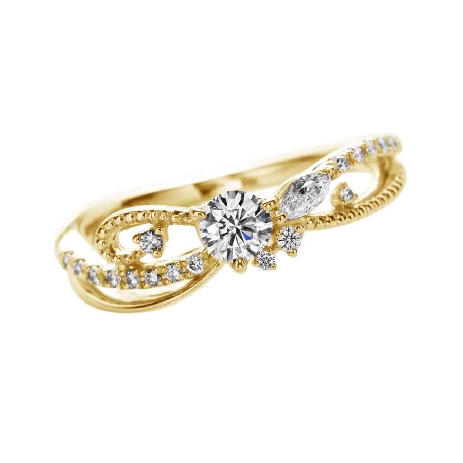 Elegant Golden Diamond Ring