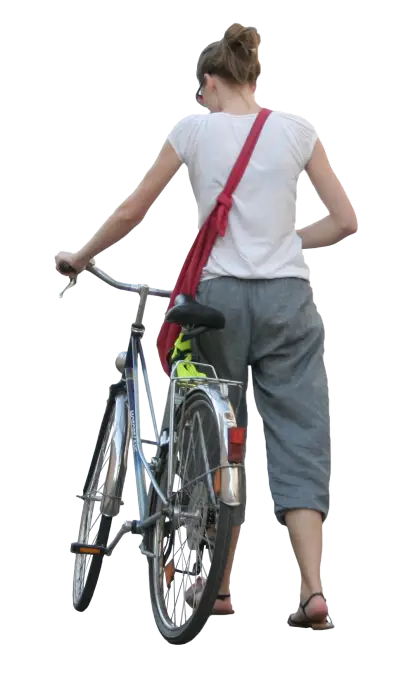 Woman Walking with Bicycle