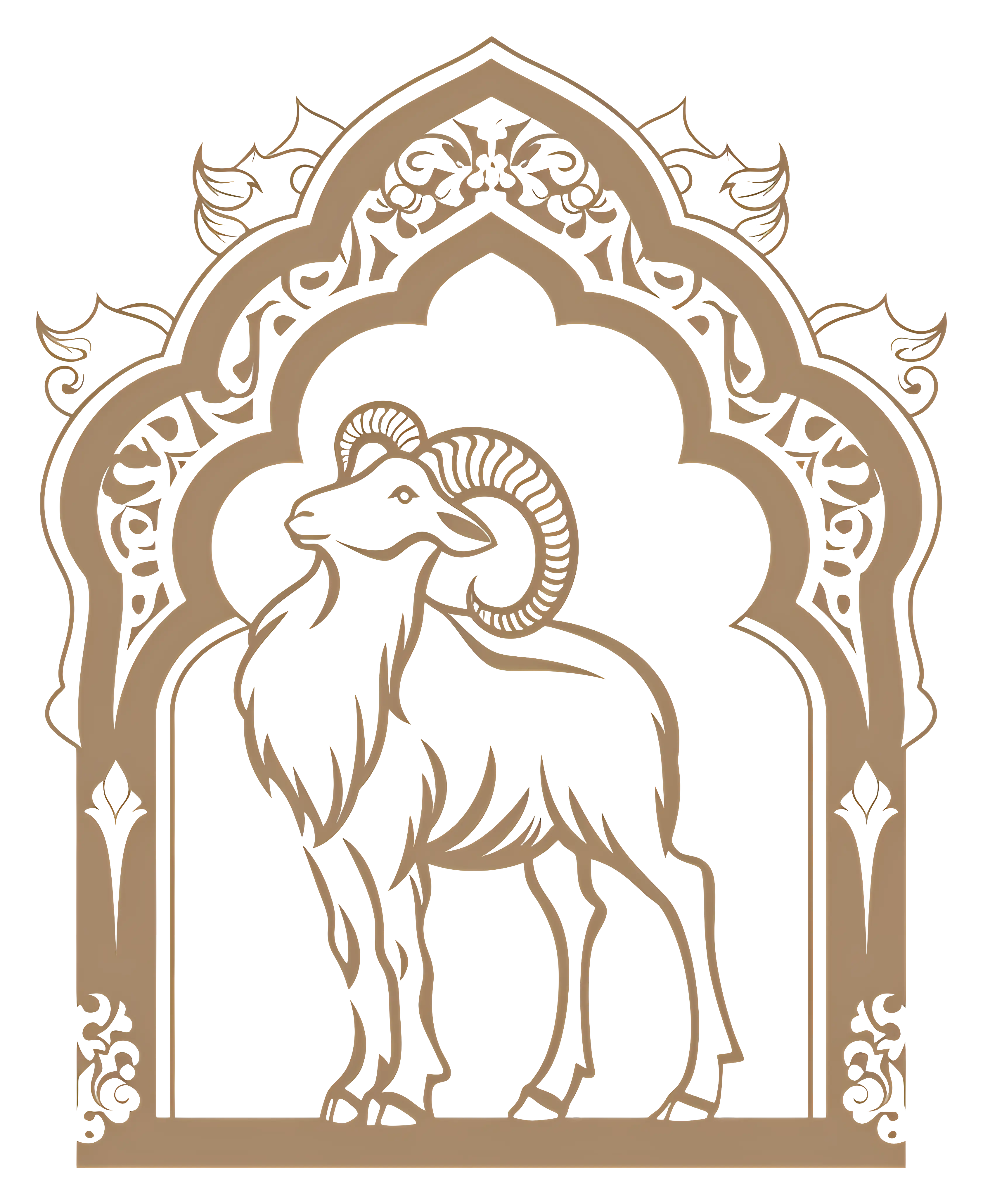 Horned Ram in Decorative Frame