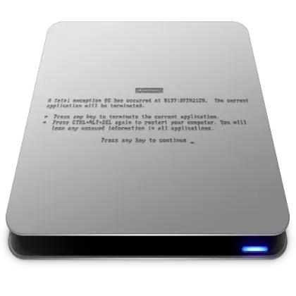 Silver Hard Drive with Error Message
