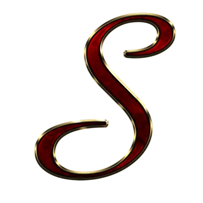 Decorative letter S with gold trim