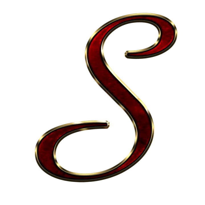 Decorative letter S with gold trim