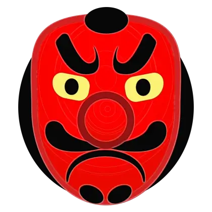 Red Traditional Demon Mask Illustration