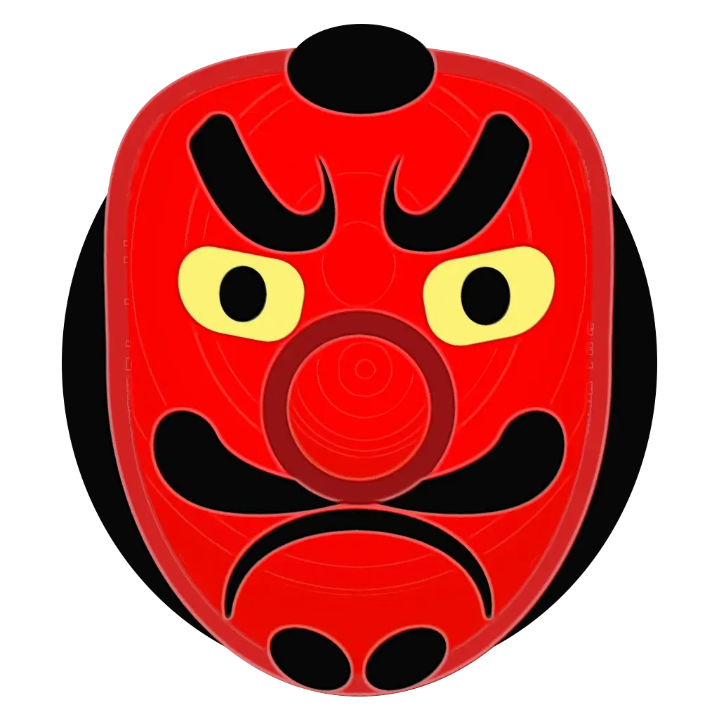 Red Traditional Demon Mask Illustration