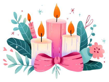 Decorative Candle Arrangement with Pink Bow