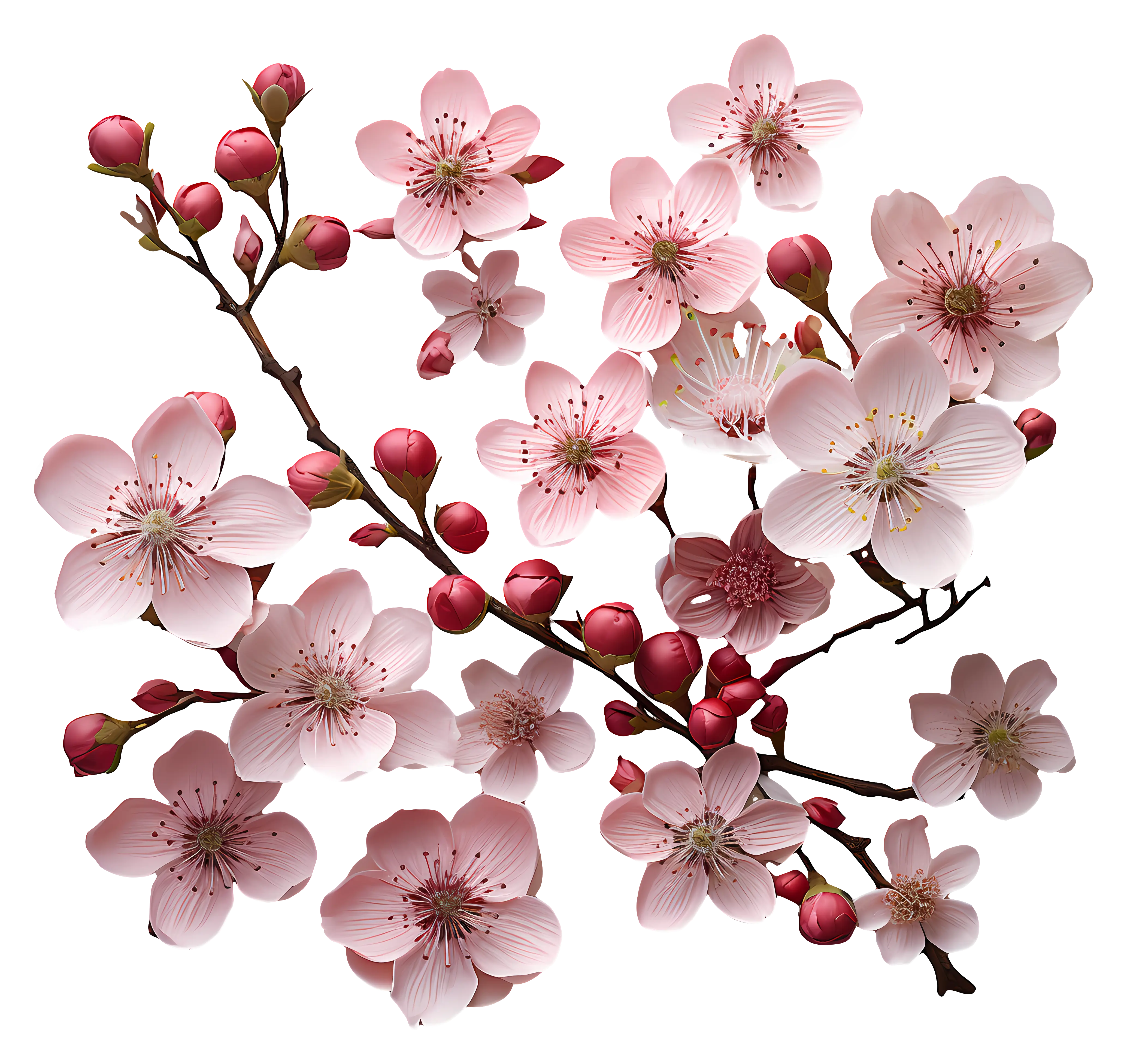 Pink Cherry Blossoms on Branch for Spring