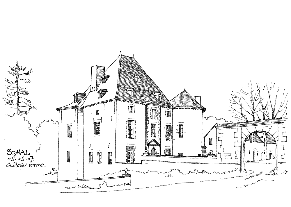 Detailed Castle Drawing Sketch