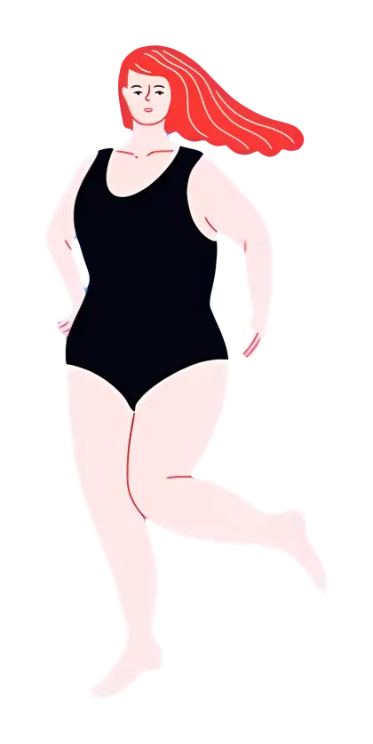 Illustration of a Woman in Black Swimsuit
