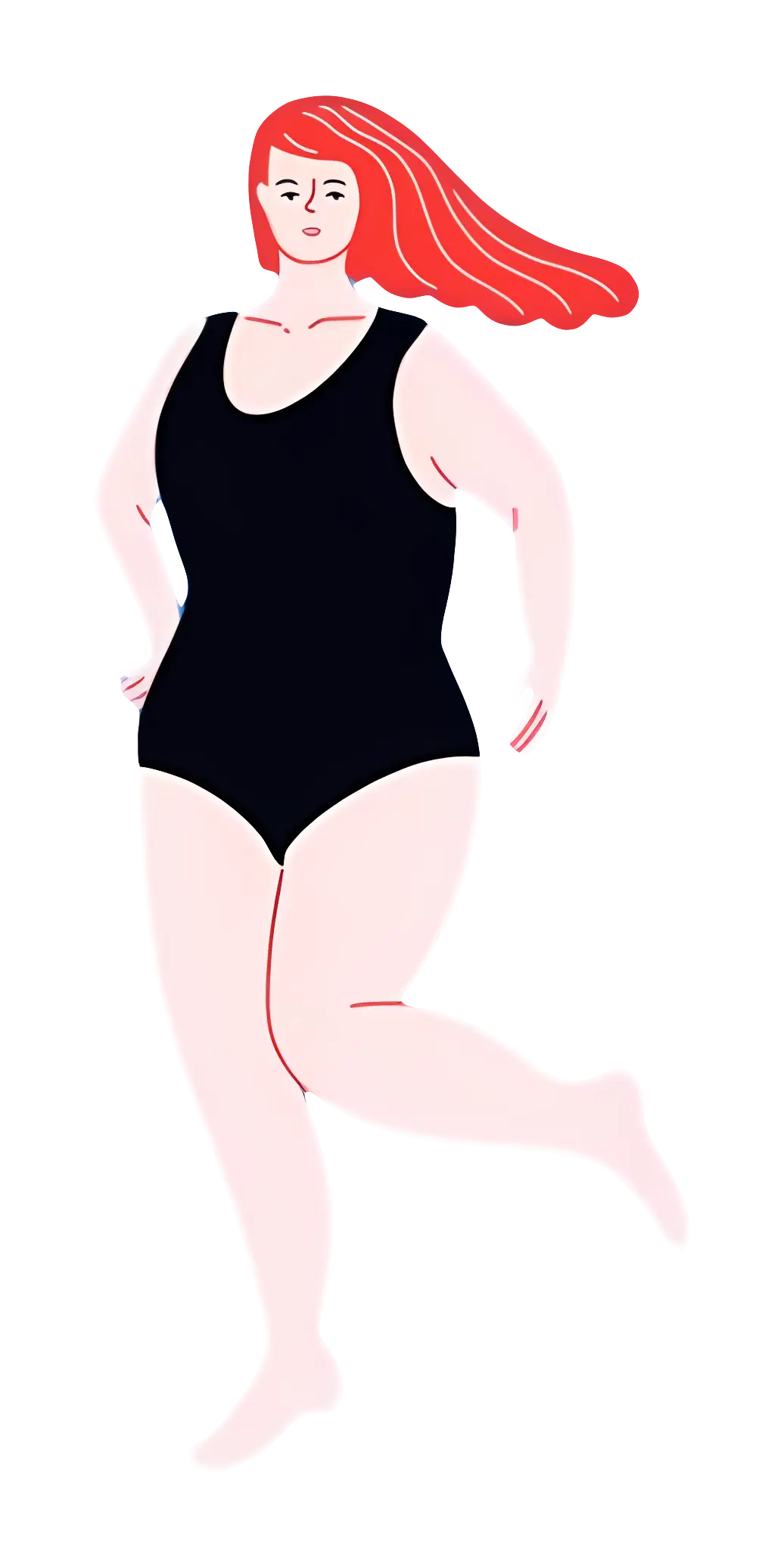 Illustration of a Woman in Black Swimsuit
