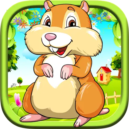 Adorable Cartoon Hamster in a Garden
