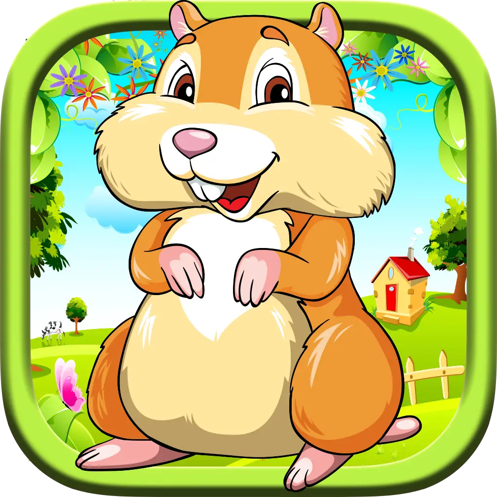 Adorable Cartoon Hamster in a Garden
