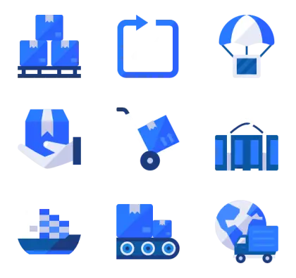 Blue Logistics and Shipping Icons