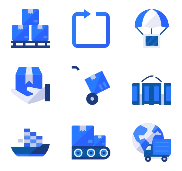 Blue Logistics and Shipping Icons